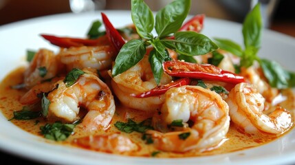Spicy Panang Curry with Shrimp and Fresh Basil