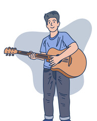 PEOPLE IS PLAYING GUITAR, SUITABLE FOR YOUR DESIGN NEEDS, FILE VECTOR