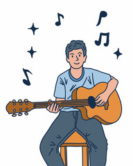 PEOPLE IS PLAYING GUITAR, SUITABLE FOR YOUR DESIGN NEEDS, FILE VECTOR