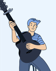 PEOPLE IS PLAYING GUITAR, SUITABLE FOR YOUR DESIGN NEEDS, FILE VECTOR