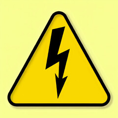 A triangular warning sign featuring a bold black lightning bolt, symbolizing caution and electrical hazards.