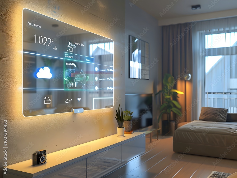 Aufkleber seamlessly integrated smart mirror displaying health metrics weather and calendar events for modern 