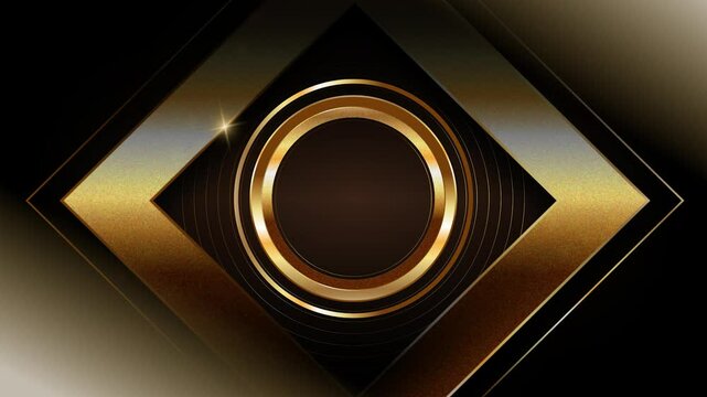 Gold box and gold ring sparkling and shining with glittering particles background in 4k resolution for award winner announcement
