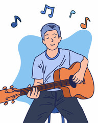 PEOPLE IS PLAYING GUITAR, SUITABLE FOR YOUR DESIGN NEEDS, FILE VECTOR