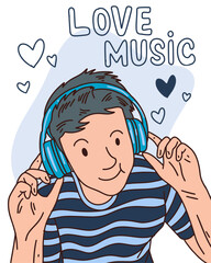 PEOPLE ARE USING HEADSET LISTENING TO MUSIC, SUITABLE FOR YOUR DESIGN NEEDS
