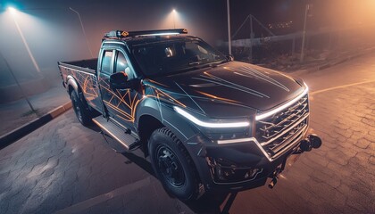 Big futuristic cyber pickup truck