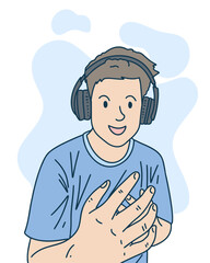 PEOPLE ARE USING HEADSET LISTENING TO MUSIC, SUITABLE FOR YOUR DESIGN NEEDS