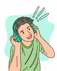PEOPLE ARE USING HEADSET LISTENING TO MUSIC, SUITABLE FOR YOUR DESIGN NEEDS