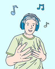 PEOPLE ARE USING HEADSET LISTENING TO MUSIC, SUITABLE FOR YOUR DESIGN NEEDS
