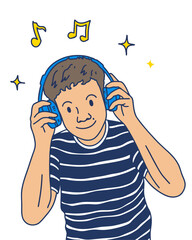 PEOPLE ARE USING HEADSET LISTENING TO MUSIC, SUITABLE FOR YOUR DESIGN NEEDS
