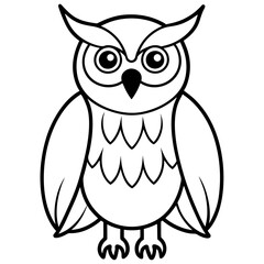 Fototapeta premium simple icon Children coloring book page, line art, monochrome black and white, cartoon outline cute style, illustration of a owl