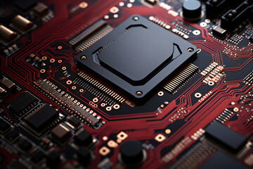 photo of a motherboard, close up photo of a pc motherboard, tech components