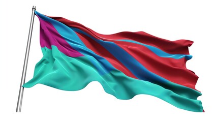 The flag of Andorra is waving in the wind.