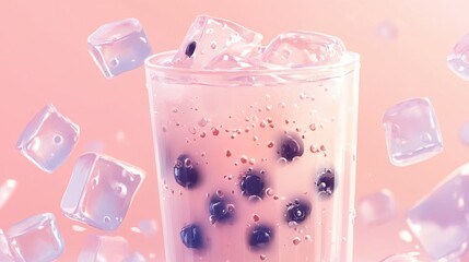 Refreshing Close-Up of Tapioca Pearls in Glass
