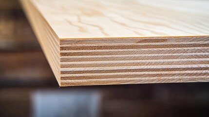 Close-Up View of Layered Edge of Plywood Table