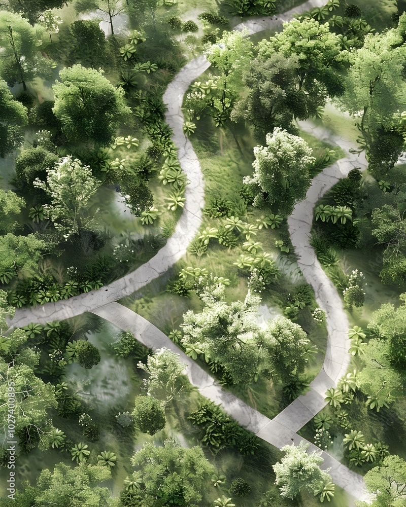 Poster community forest project showcases ecosystem through replanted trees and recreational trails