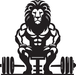 Lion gym vector silhouette