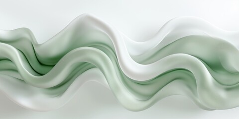 Fototapeta premium Abstract smooth green and white waves on minimalist background