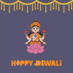 Happy Depwali Goddess Laxmi on Laxmi pujan or pooja in Diwali or Deepavali, a festival of light