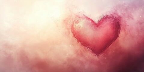 Fototapeta premium A heart shape emerges from a blend of soft, warm colors, creating a sense of love and affection. The delicate hues envelop the heart, conveying a peaceful and uplifting atmosphere that inspires joy.