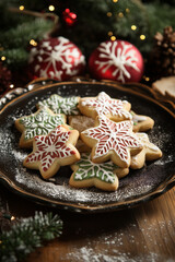 Christmas gingerbread cookies on a plate