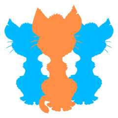 Cat Design 3 Friends Crew Silhouette Outline Team Contour Funny Cool Cartoon Cute Cats Lovers Cartoon Comic Fun Love Sweet Kittens Adorable Feline Playful Kitties Fur Baby Illustration Paw Pet Owners