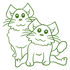 Cat Design Two Best Friends Couple Romantic Crew Team Funny Cool Cartoon Cute Cats Lovers Cartoon Comic Fun Love Sweet Kittens Adorable Feline Like Playful Kitties Fur Baby Illustration Paw Pet Owners