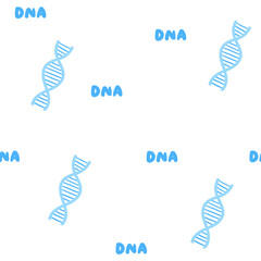 Cute science theme seamless pattern. Funny hand drawn doodle repeatable pattern with dna spiral structure shape. Science, technology background
