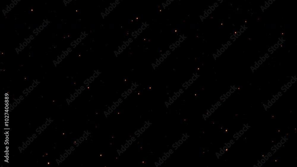 Poster abstract loop animation glow orange stars dust particles flow on black background . seamless loop or