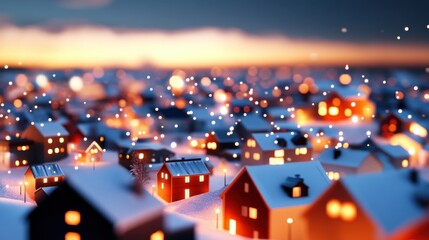 Fototapeta premium Cozy 3D Cartoon Christmas Villa Scene