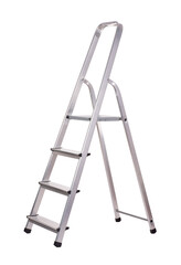 Metal stepladder isolated on a white or transparent background