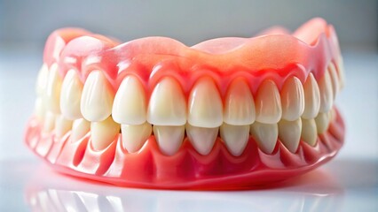 Obraz premium Closeup of Dentures on White Background - Prosthetic Dentistry Conceptual Photography