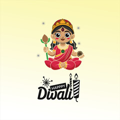 Happy Depwali Goddess Laxmi on Laxmi pujan or pooja in Diwali or Deepavali, a festival of light