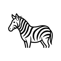 Obraz premium simple icon Children coloring book page, line art, monochrome black and white, cartoon outline cute style, illustration of a zebra