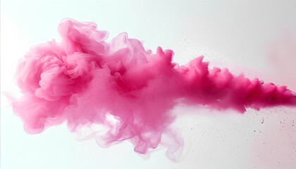 Fototapeta premium Abstract pink cloud of smoke or ink floating against a white background