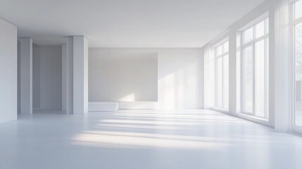 Fototapeta premium Modern Scandinavian Minimalist Living Room Interior in a White Empty Room Showcasing Elegant Scandinavian Interior Design for a Cozy and Inviting Nordic Home.