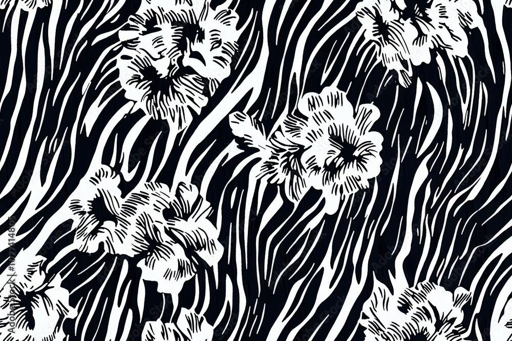 Poster abstraction of texture of print fabric stripes zebra , copy space for text,