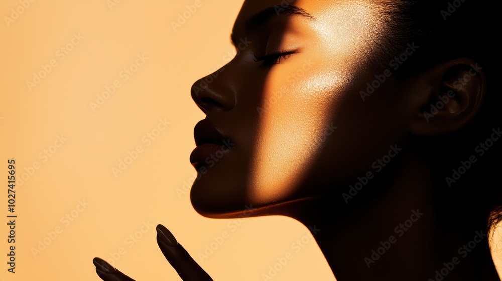 Poster minimalist artistic profile with soft light and shadow