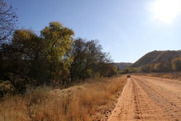 Fototapeta premium Dirt roads in the Vredefort Dome area, Free State, South Africa. 