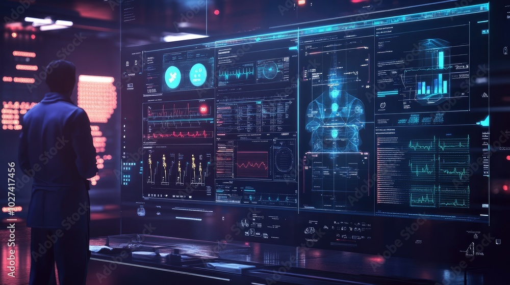 Aufkleber futuristic data analytics in a high-tech environment