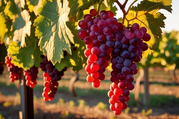Fototapeta premium red grapes in vineyard