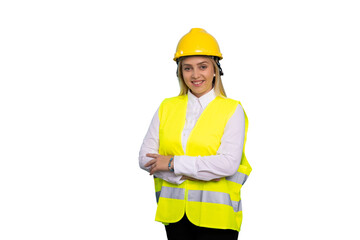 Young female engineer with a hard hat, ready for the job
