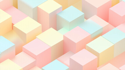 Obraz premium cute isometric 3D background with pastel colours and empty space 