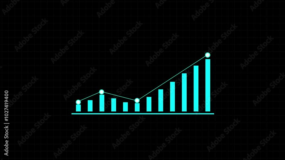 Aufkleber animated business graph chart with grid lines background video. 4k animation