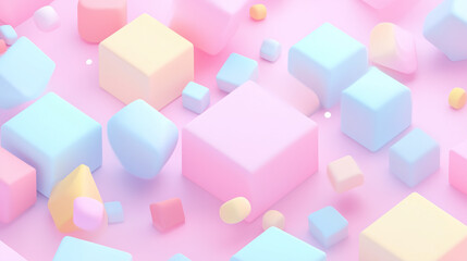 Obraz premium cute isometric 3D background with pastel colours and empty space 