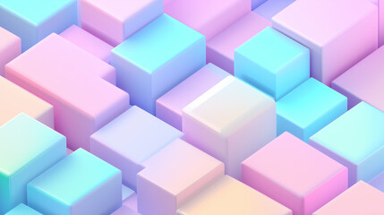 Fototapeta premium cute isometric 3D background with pastel colours and empty space 