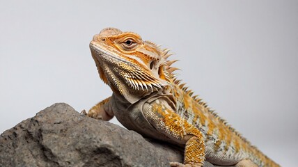 Fototapeta premium bearded dragon basking on a rock
