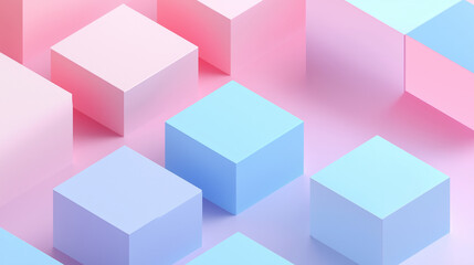 cute isometric 3D background with pastel colours and empty space

