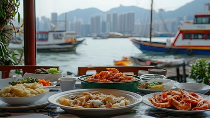 Scenic Seafood Feast Overlooking the Harbor