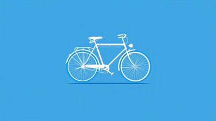 Fototapeta premium A simple illustration of a white bicycle on a blue background.